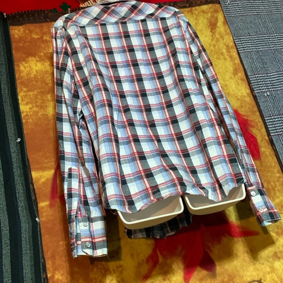 POP ICON-plaid flannel long sleeve stitch-embroidered design button-up shirt - Picture 8 of 10